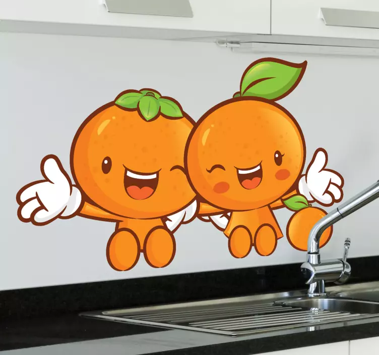 Iki mutlu clementines duvar sticker - TenStickers