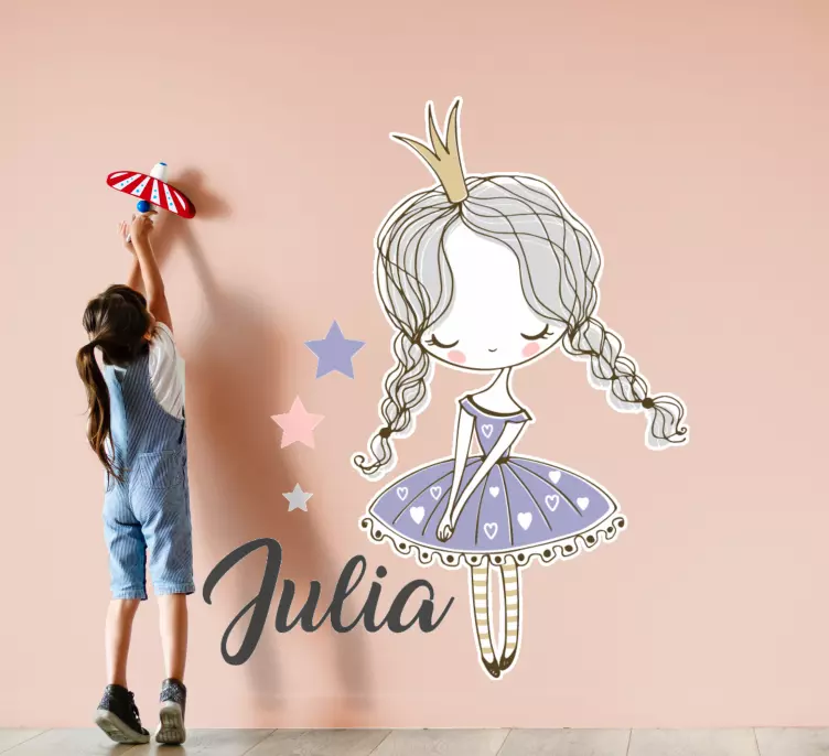 Iki örgülü prenses kişiselleştirilmiş çıkartma - TenStickers