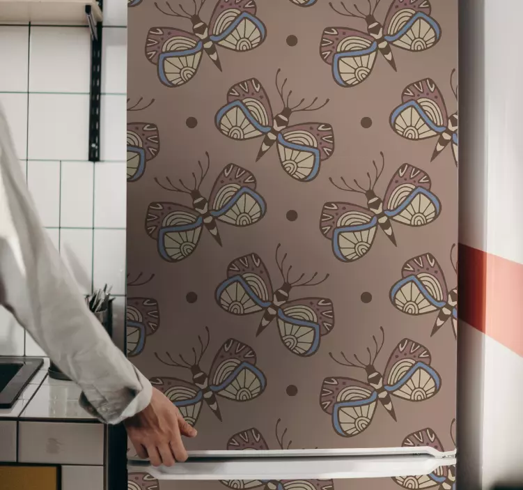 Ilham verici vintage kelebek buzdolabı çıkartması - TenStickers