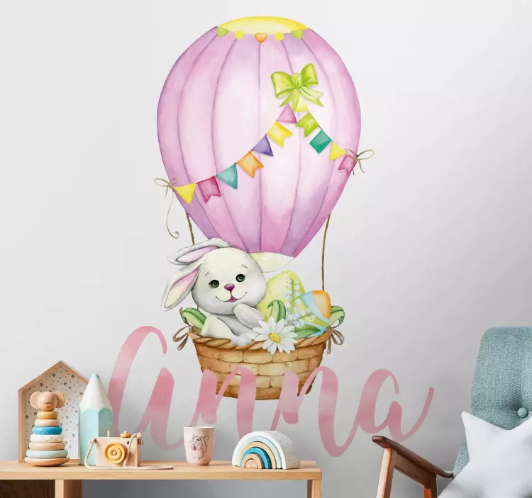 Isimli beyaz tavşan hayvan çıkartması - TenStickers