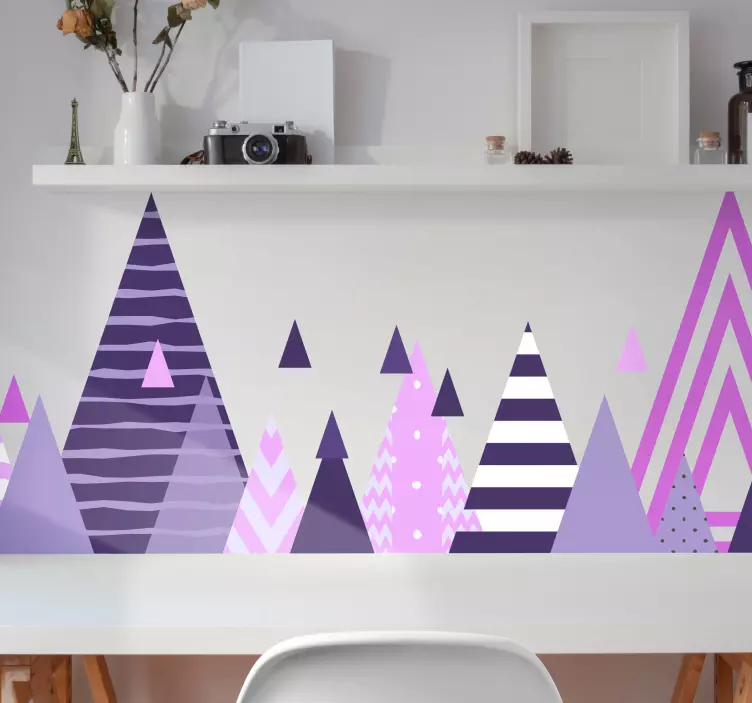 Iskandinav dağları mor duvar sticker - TenStickers