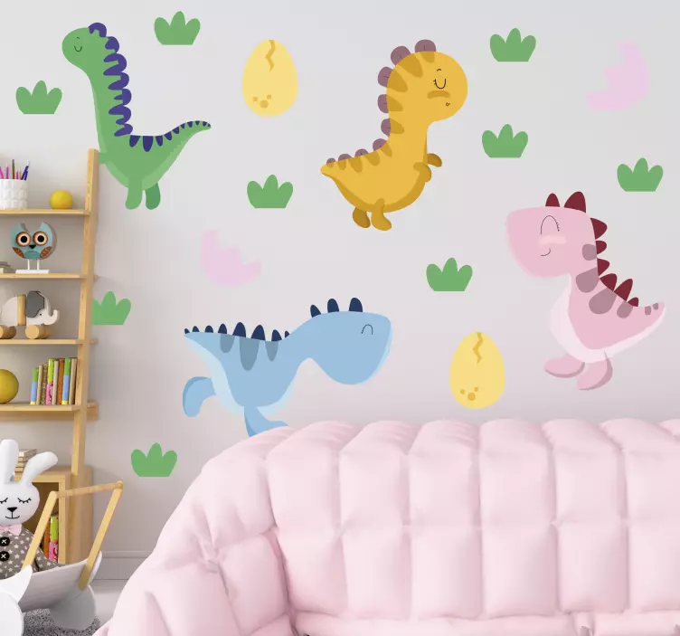 İskandinav dinozor doodle set dinozor çıkartması - TenStickers