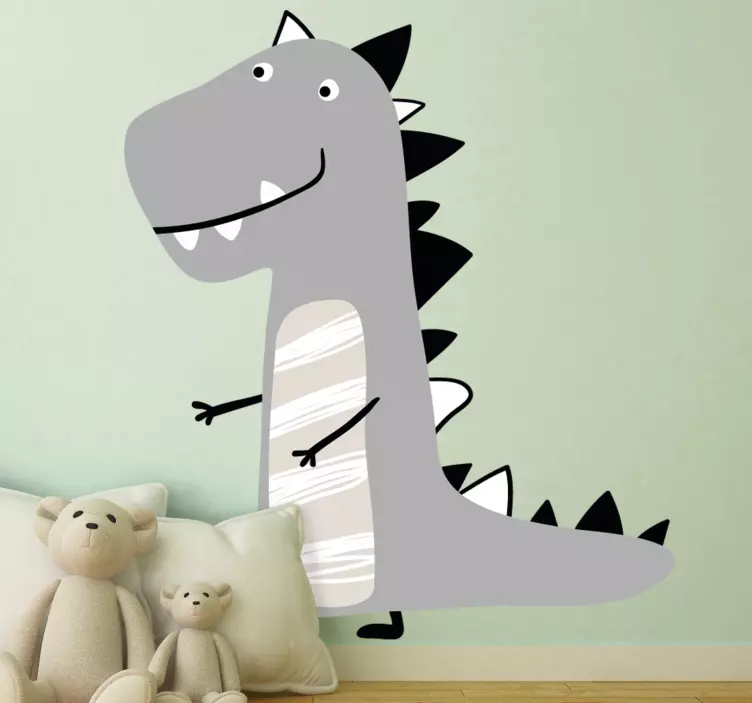 İskandinav dinozor gri dinozor duvar sticker - TenStickers