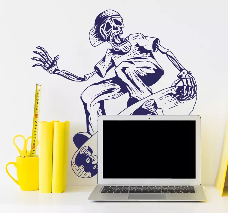 Iskelet kaykay oynarken duvar sticker - TenStickers