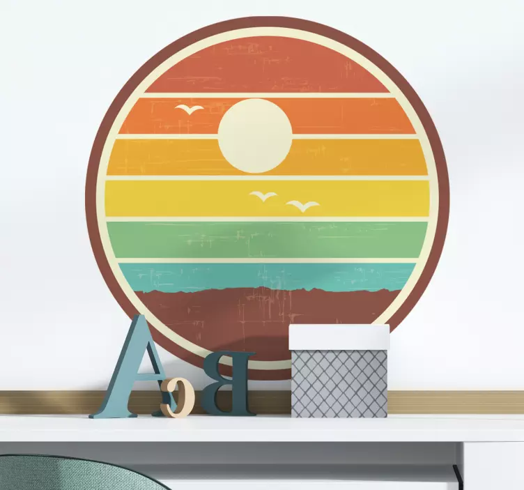 Işte güneş 70'in tasarım vintage çıkartması geliyor - TenStickers