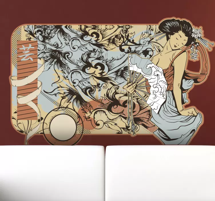 Japon ukiyo-e modernist duvar sticker - TenStickers