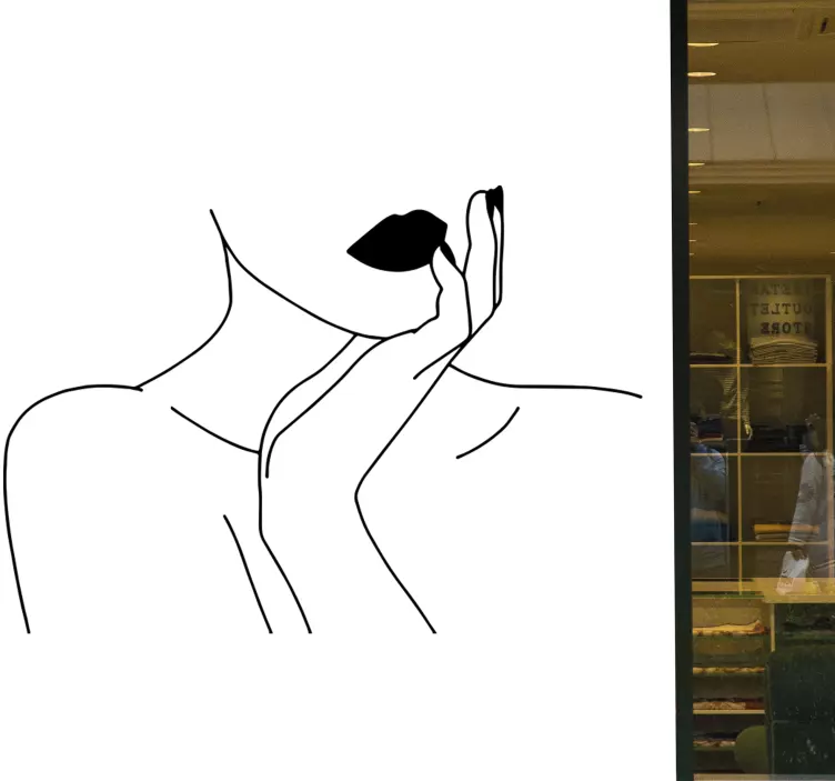 Kadın yüzü ince çizgiler pencere çıkartması - TenStickers