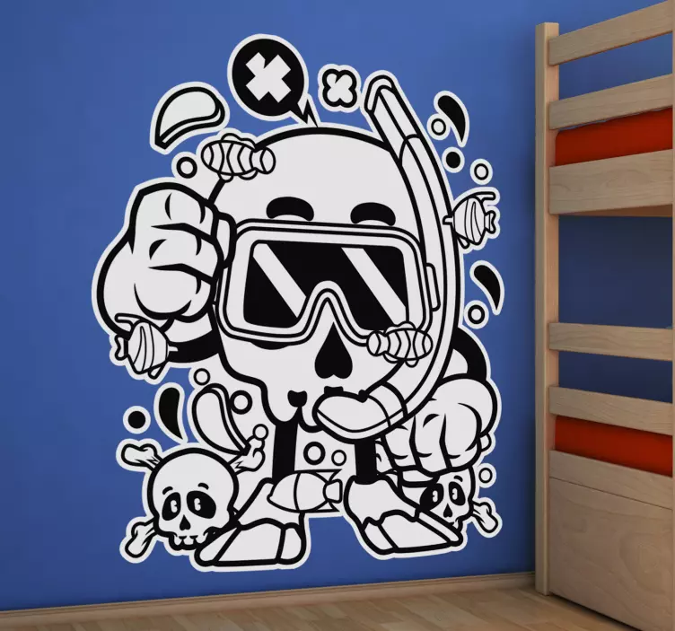 Kafatası dalış deniz kentsel etiket - TenStickers