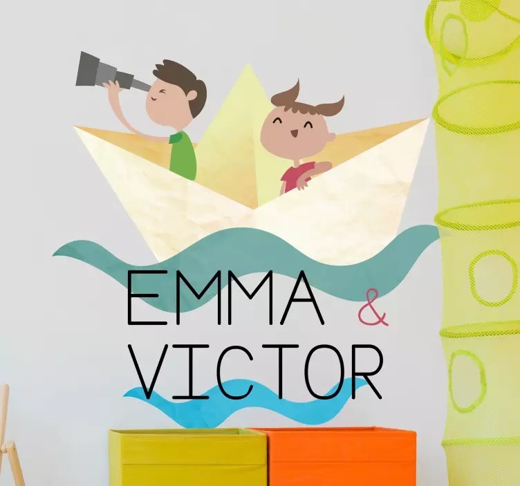 Kağıt tekne özelleştirilebilir sticker - TenStickers