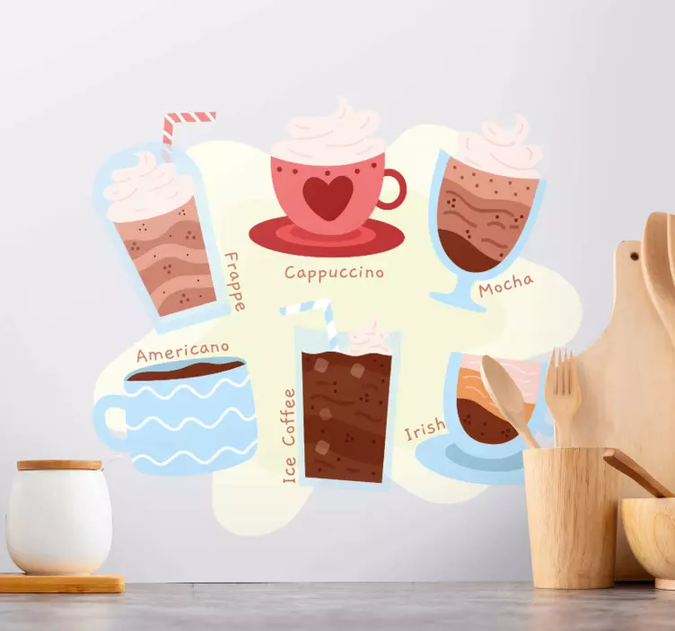 Kahve fincanları içki etiketi - TenStickers