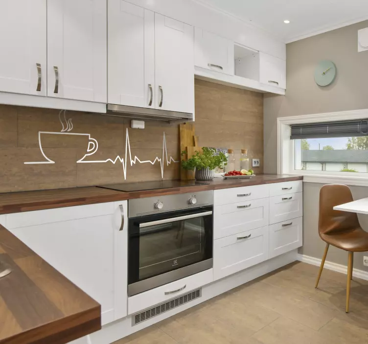 Kahve kalp atışı duvar sticker - TenStickers