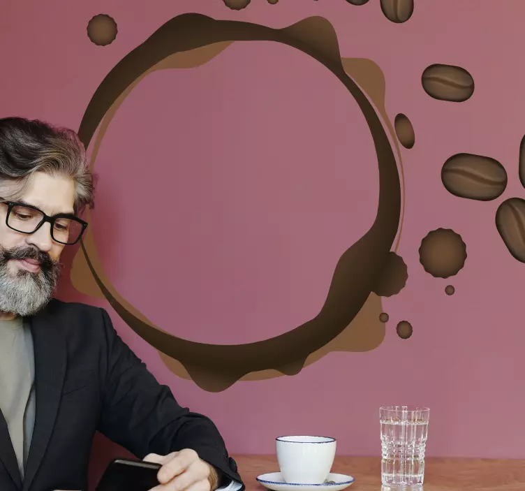 Kahve sıçrama yuvarlak şekil içki çıkartması - TenStickers