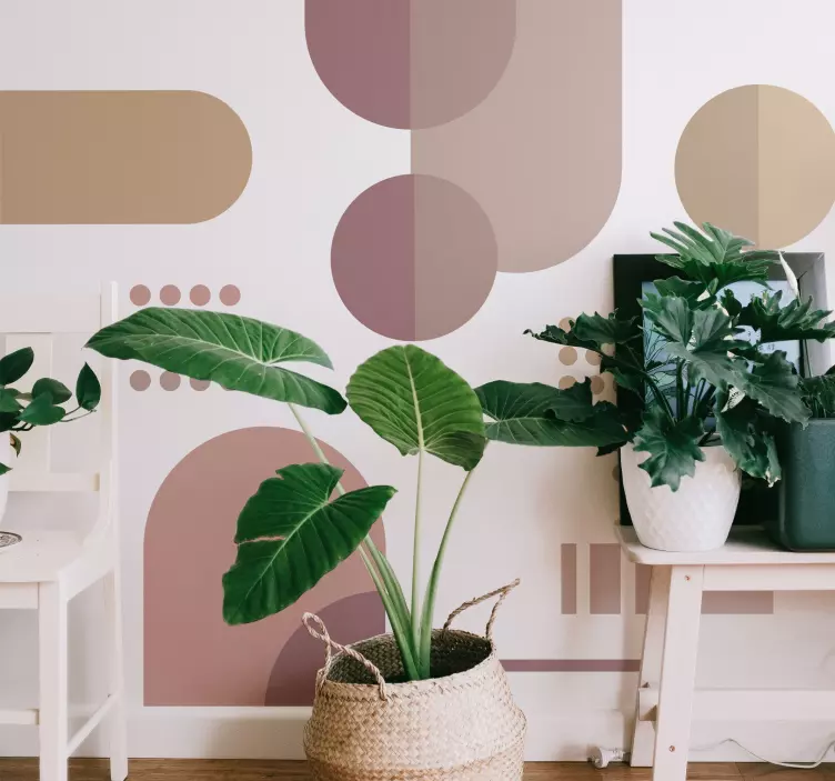 Kahverengi geometrik modern sanat duvar sticker - TenStickers