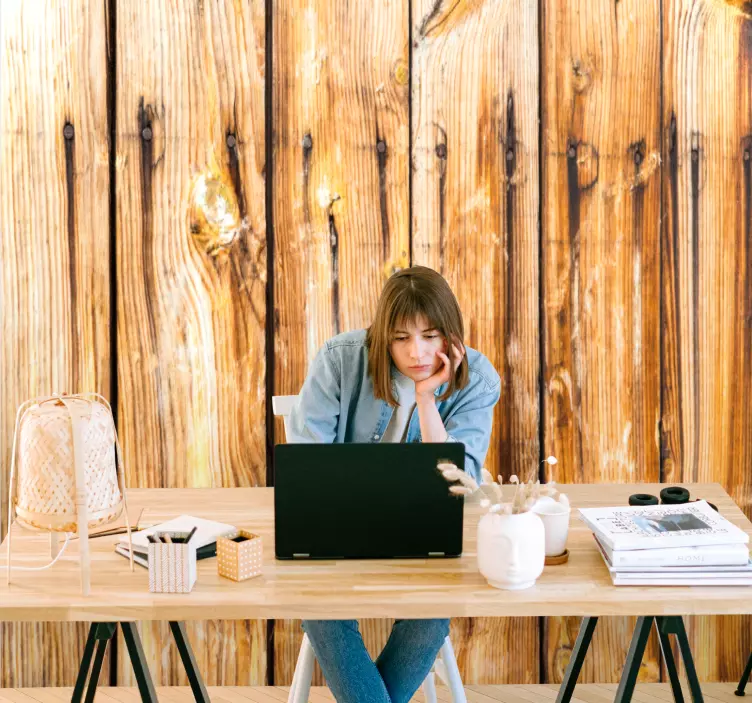 Kahverengi ham ahşap plakalar vinil baskı çıkartması - TenStickers