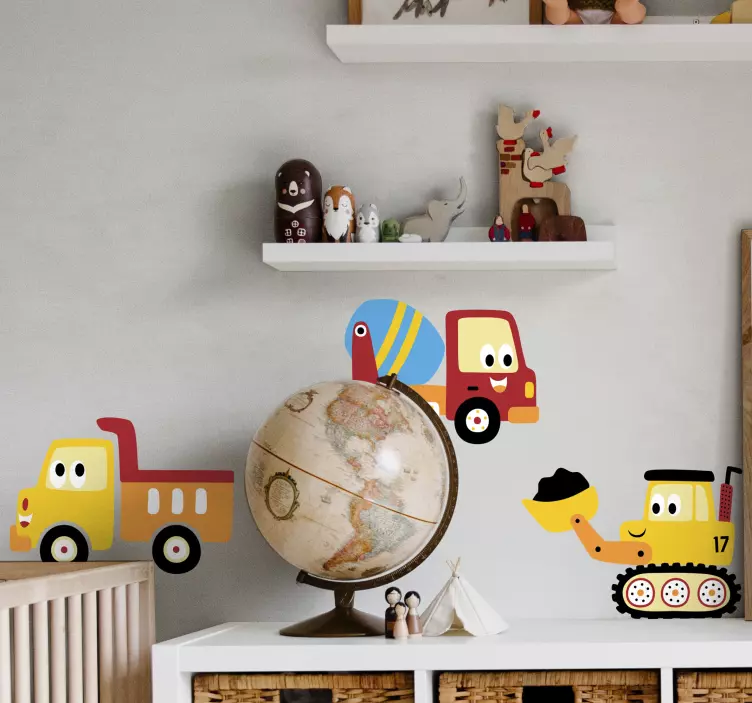 Kamyon, kazıcı, kamyon seti oyuncak çıkartması - TenStickers