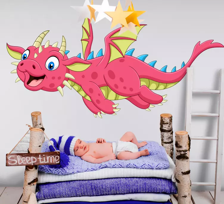 Kanatlı yatak odası çıkartması ile uçan dinozor - TenStickers