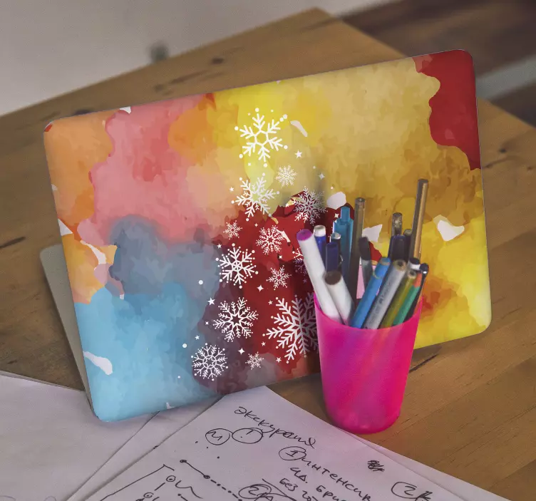 Kar tanesi yılbaşı ağacı laptop etiketi - TenStickers