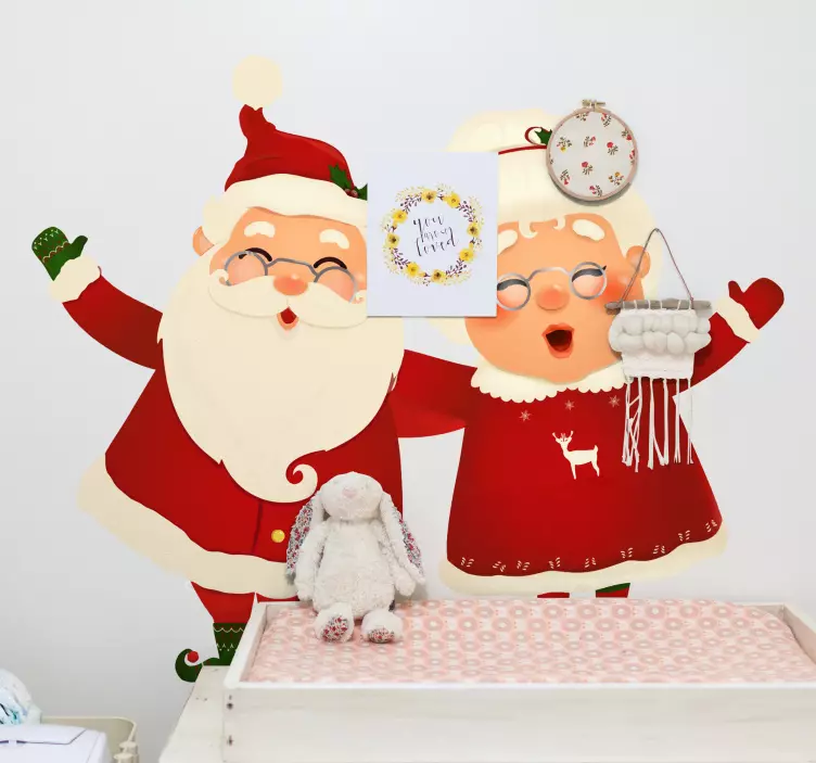 Karısı ile noel baba noel çıkartması - TenStickers