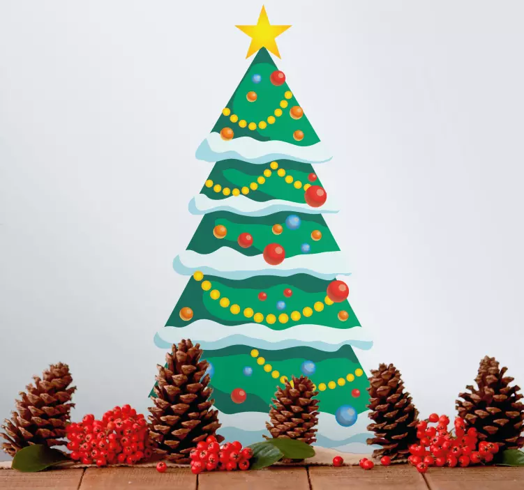 Karla kaplı ağaç kendin yap yılbaşı çıkartması - TenStickers