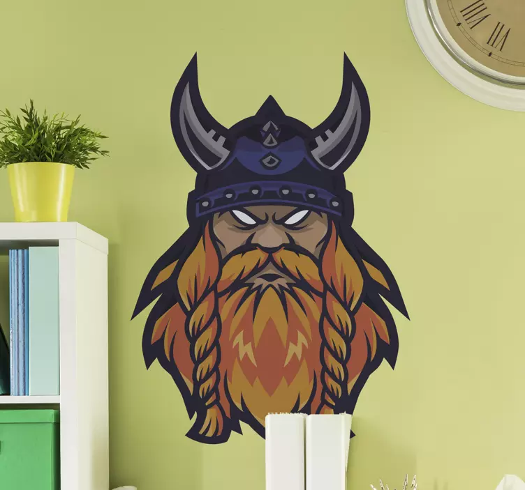 Kask karakter çıkartması ile viking karikatür kafa - TenStickers