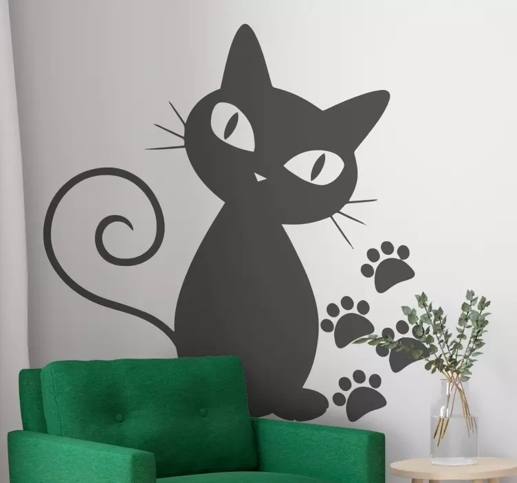 Kedi ve pençe desenli evcil hayvan çıkartması - TenStickers