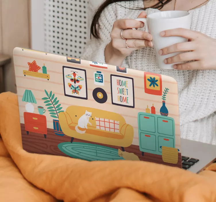 Kedi yüzü dizüstü vinil derileri - TenStickers