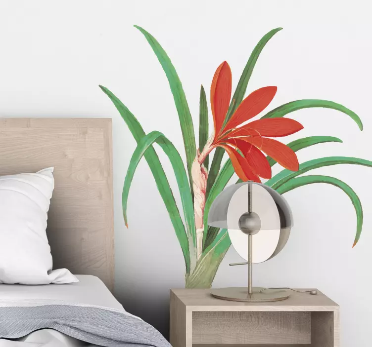 Kırmızı çiğdem vintage tarzı çiçek duvar sticker - TenStickers