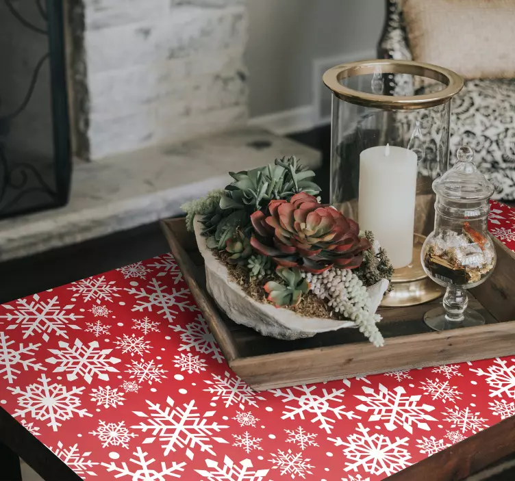 Kırmızı kar taneleri mobilya çıkartması - TenStickers