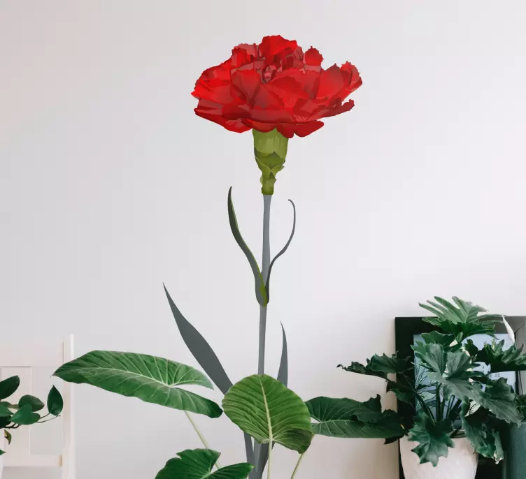 Kırmızı karanfil çiçek duvar sticker - TenStickers