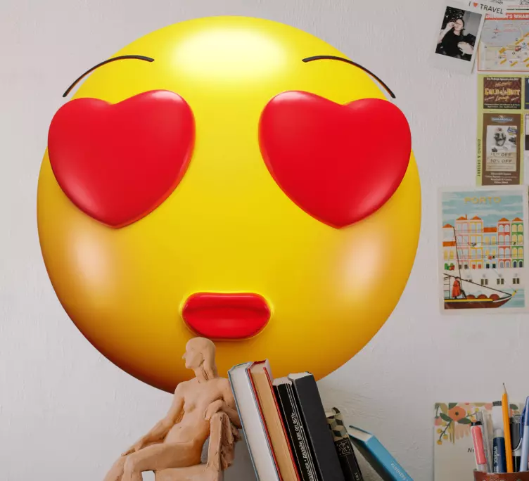 Kırmızı rujlu emoji duvar sticker - TenStickers