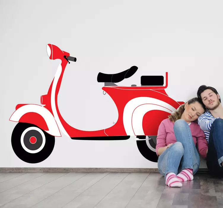 Kırmızı vespa dekoratif sticker - TenStickers
