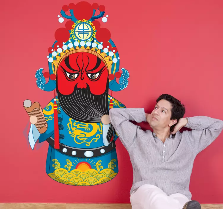 Kırmızı yüz şeytan duvar sticker - TenStickers