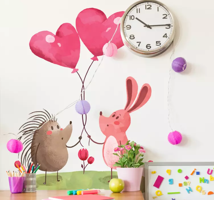 Kirpi ve tavşan illüstrasyon çıkartması - TenStickers