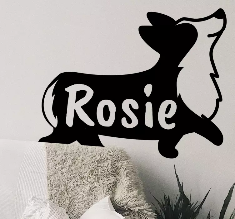 Kişiselleştirilmiş adı corgi siluet pet sticker - TenStickers