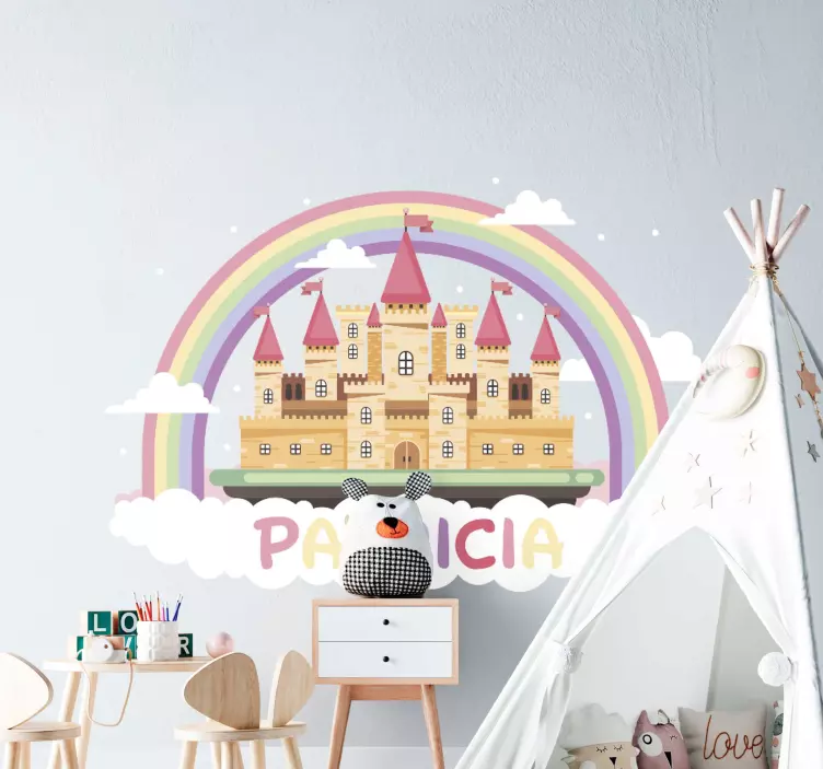 Kişiselleştirilmiş fantezi kale çizgi film çıkartması - TenStickers