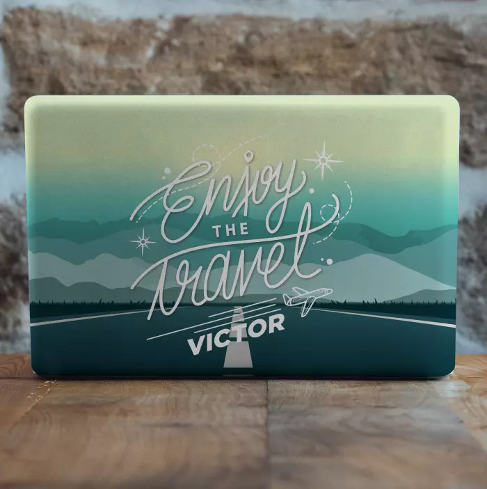 Kişiselleştirilmiş isimli dizüstü bilgisayar görünümleriyle seyah - TenStickers