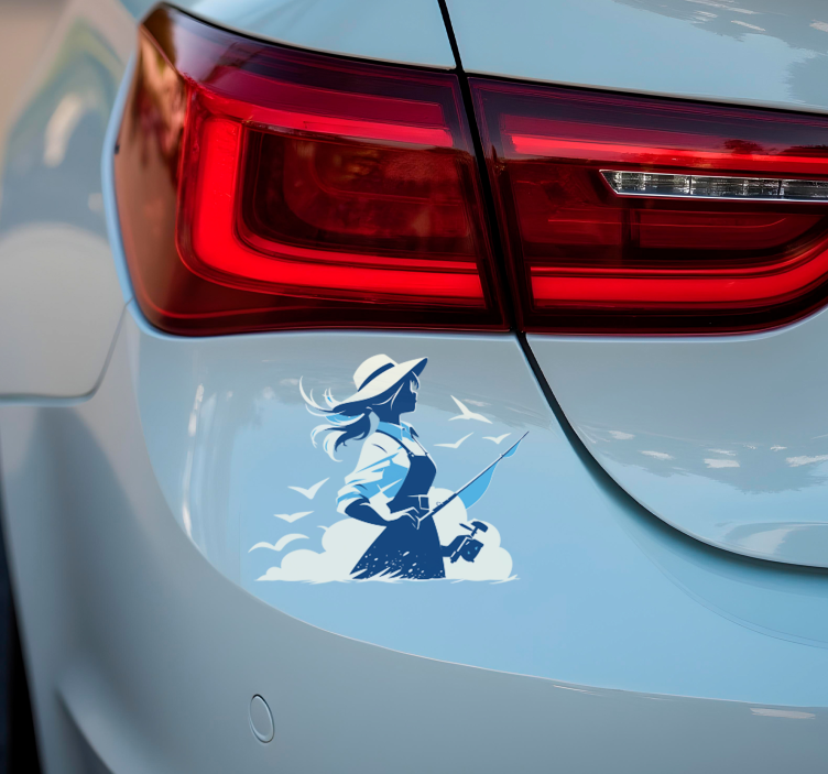 Kız balık tutuyor hayvan çıkartması - TenStickers