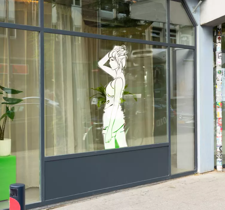 Kız saç tutun duvar sticker - TenStickers