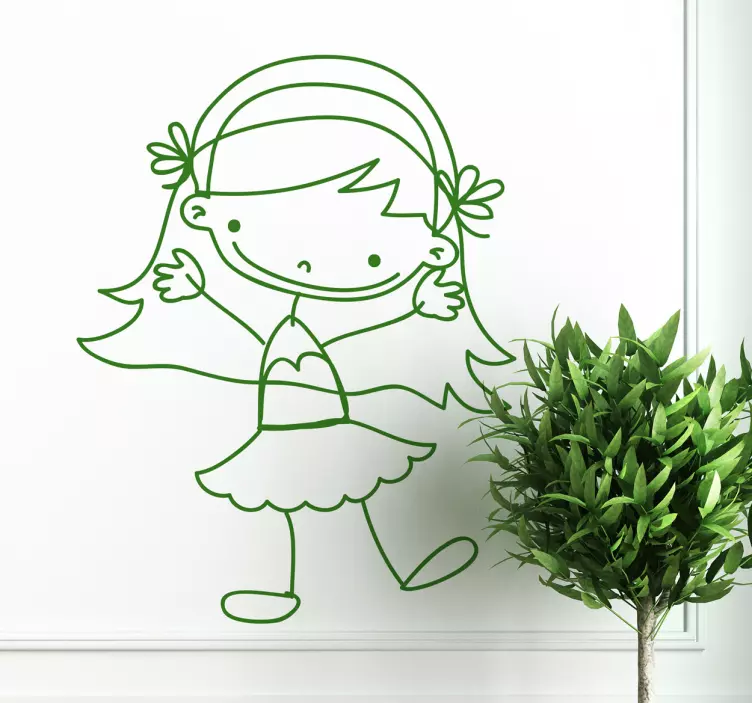 Kız sallıyor sticker - TenStickers