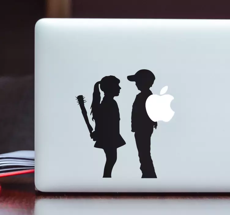 Kız ve oğlan bansky laptop çıkartması - TenStickers