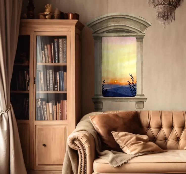 Klasik pencere sulu boya kaplama görsel efekt sticker - TenStickers