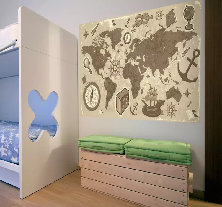 Klasik seyahat haritası çocuklar sticker - TenStickers