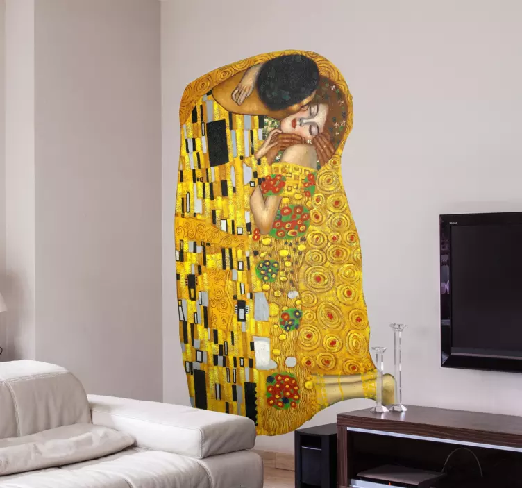 Klimt 'öpücük' boyama duvar sticker - TenStickers