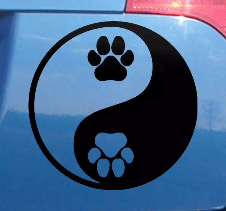 Köpek pençe yin yang araba sticker - TenStickers