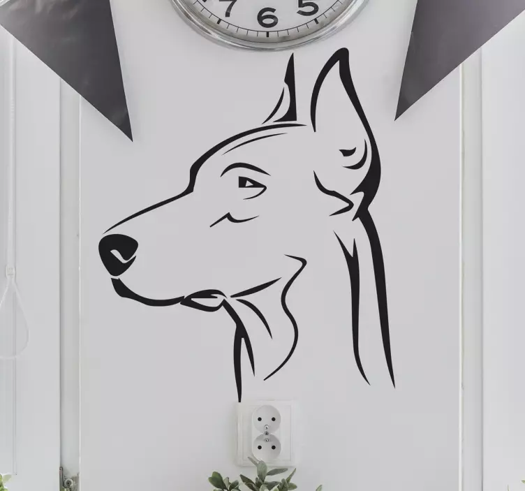 Köpek yüz vinil doberman duvar sticker - TenStickers