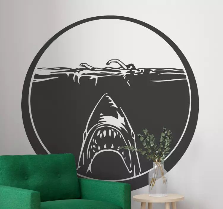 Balık avlayan köpekbalığı çıkartması - TenStickers