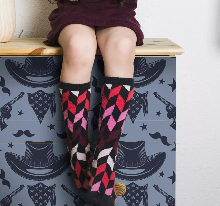 Kovboy şapkası, akın ve revolverler mobilya çıkartması - TenStickers