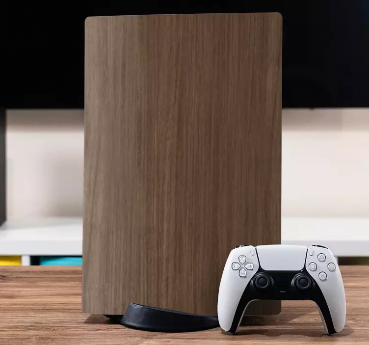 Koyu ahşap doku ps5 çıkartması - TenStickers