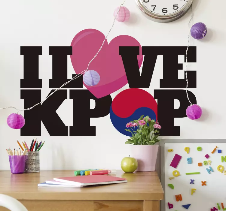 Kpop müzik duvar sticker seviyorum - TenStickers