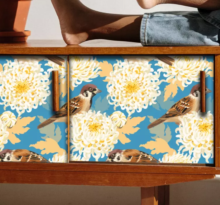 Krizantem kuşları hayvan çıkartması - TenStickers